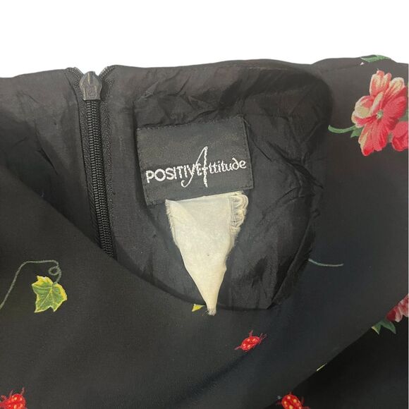 Vintage 90s y2k Long Sleeveless Maxi Shift Dress Red Floral Ivy Ladybugs No Size - Picture 5 of 7